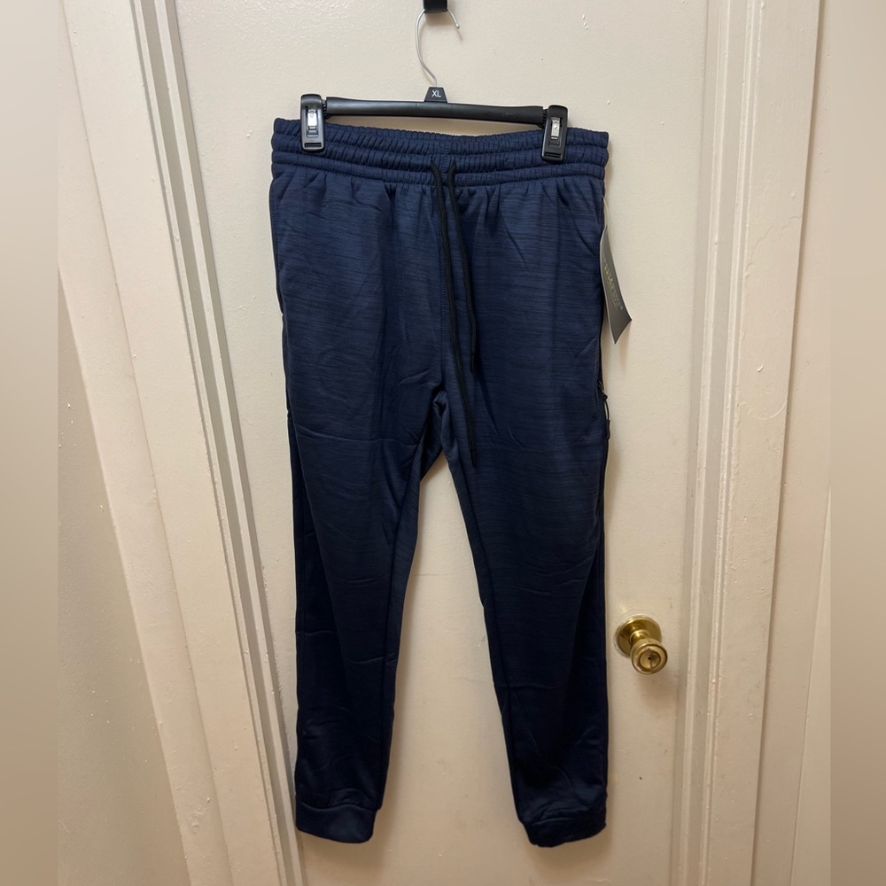NWT LOGAN AND MARTIN SPORT NYC MENS JOGGER Navy Heather zip pockets drawstring
